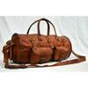New Hide Leather Goat Travel Men Gym Bag Genuine Luggage Duffel Vintage Brown