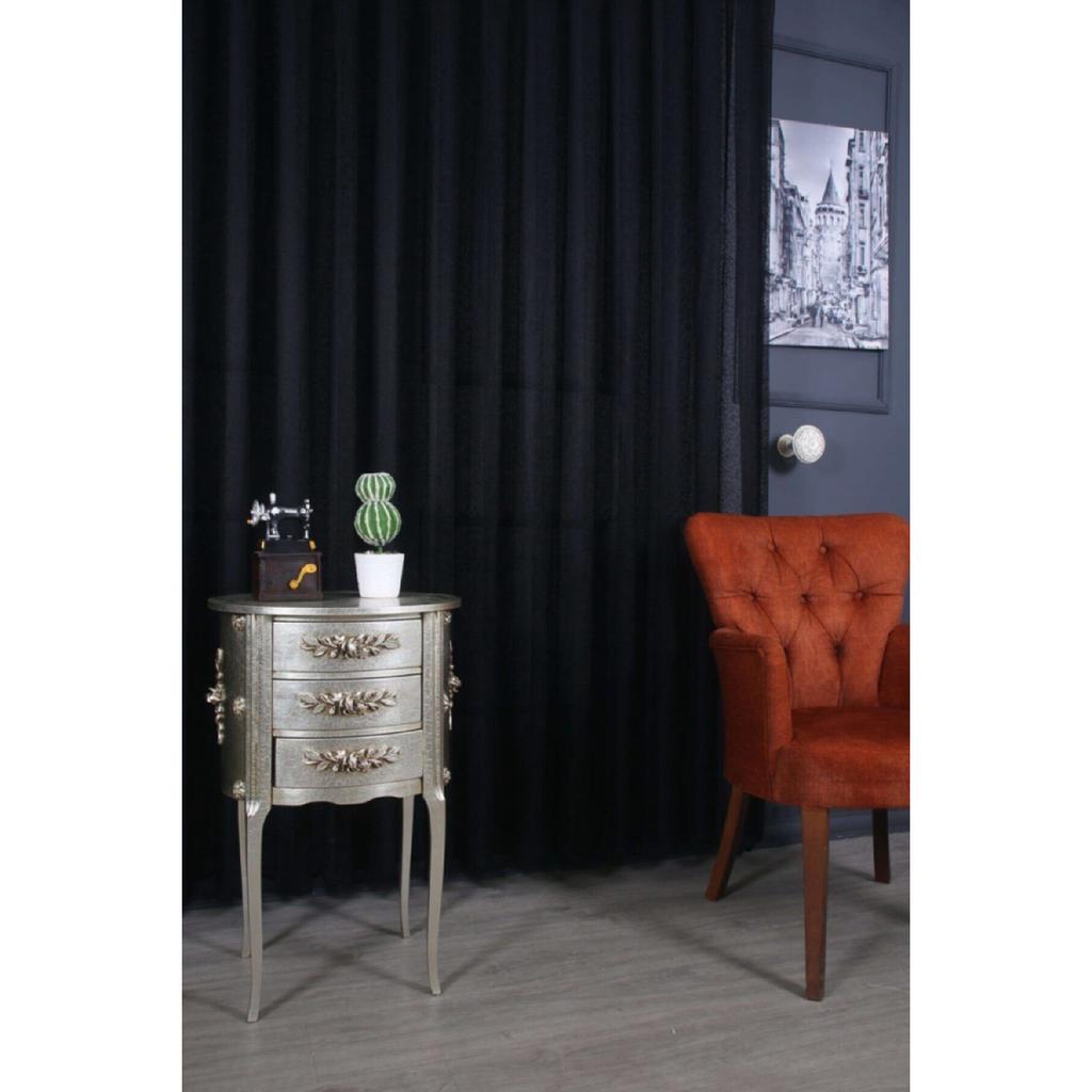 Песочный узор - черный вязаный занавес из тюля, 300 х 250 см, 1/3 частая батарея