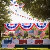 USA Pleated Fan Flag American US Bunting Flag 45x90cm/90x180cm Red White And Blue Buntings Decoration July Fourth Outside Decor