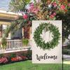 Welcome Garden Flag, Boxwood Wreath Spring Yard Flag With Stopper Double Sided Burlap Fall Weather Resistant Seasonal Garden Flags