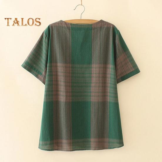 2 шт./компл. женская футболка и брюки комплект плюс размер домашней одежды наряд соответствующего цвета клетчатый принт круглый вырез с короткими рукавами топ широкие эластичные свободные брюки