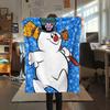 Frosty the Snowman  Print Flannel Blanket, High quality Comfortable for All Seasons, Home Decor, Warmth and Comfort