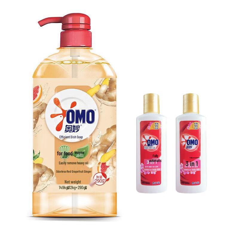 OMO Ginger Scent Dishwashing Liquid & Portable Laundry Detergent Combo