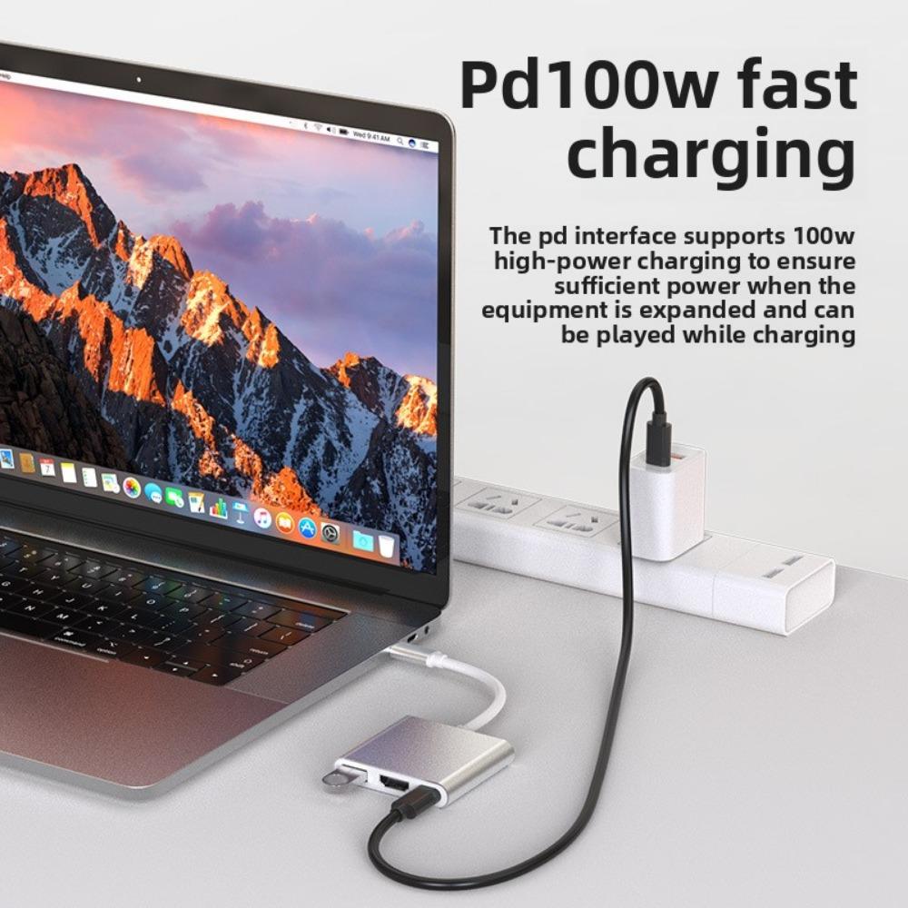 Адаптер-концентратор Type C - HDMI 3 в 1 для док-станции ТВ-проектора с портами USB