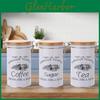 Coffee Set 3pcs Canisters Sugar Large Capacity Easy To Clean Multipurpose Metal Tea Coffee Sugar Jars With Airtight Sealed Bamboo Lid