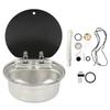 RV Sink Single Bowl Stainless Steel Hand Wash Basin Sink with Tempered Glass Lid for Caravans Camper