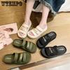Летние шлепанцы для женщин, универсальные, с плоским дном, прямые, нескользящие, с толстой подошвой, повседневные пляжные туфли для внешнего ношения