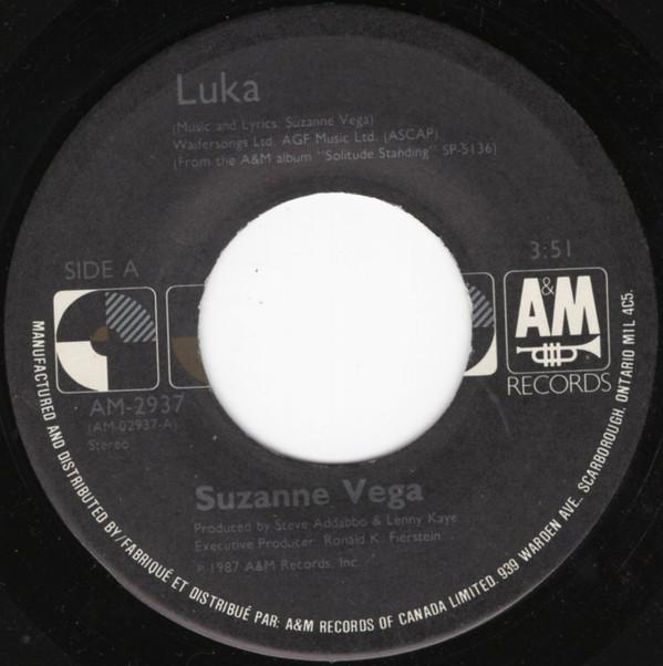 7-дюймовая пластинка SUZANNE VEGA Luka AM2937 AM 1987 Канада Рок Б/у