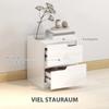 Nightstand, Side Table with Drawers, Particleboard, Stylish, White