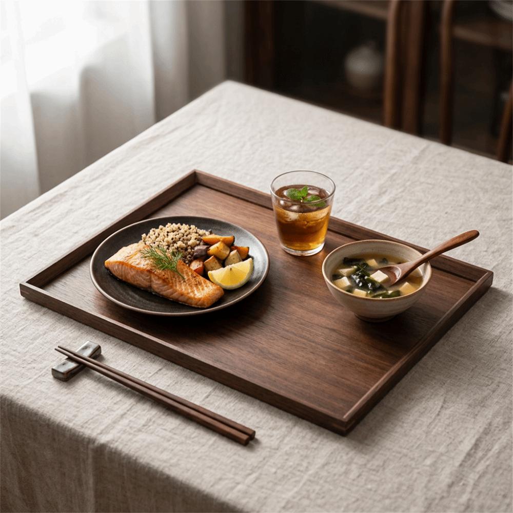 Solid Wood Serving Plate Rectangle Shape Decorative Platter Practical Wooden Platter Kitchen Table