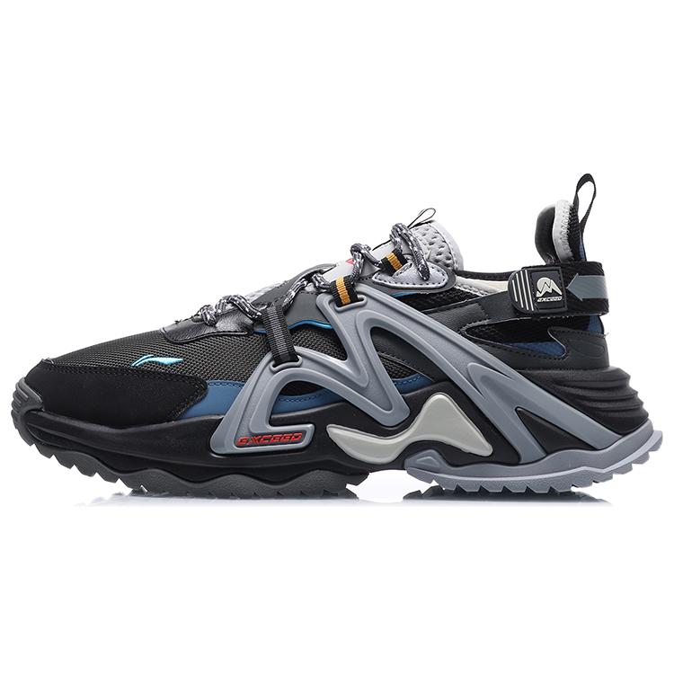 Li Ning Transcend Амортизация Скользкие Устойчивые к истиранию Низкие Беговые кроссовки Мужские Черный Серый Синий AGLQ111-4