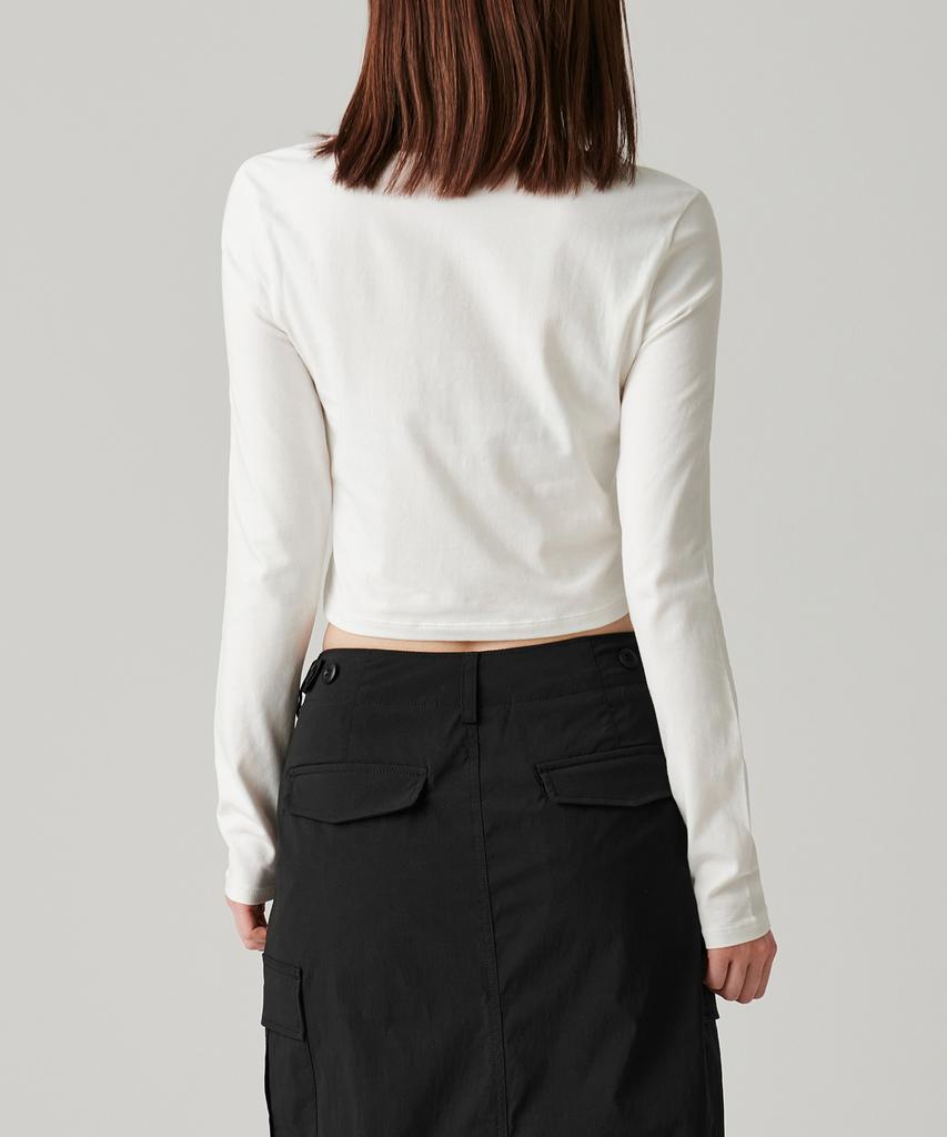 MUSINSA STANDARD WOMAN Women'S Slim Crop Square Neck Long Sleeve T-Shirt [Cream]