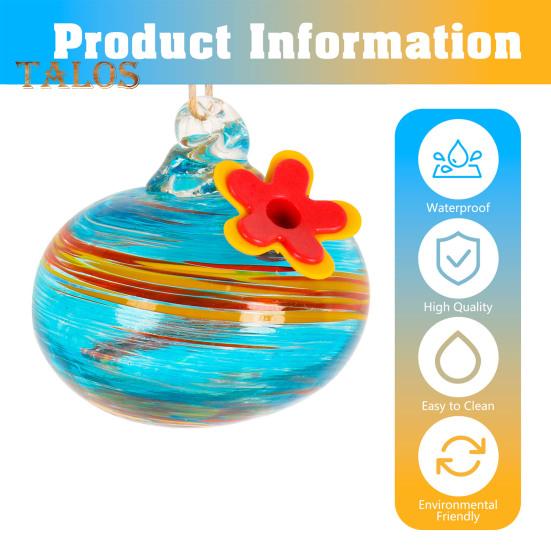 Кормушка для колибри из выдувного стекла ручной работы, подвесной металлический держатель для кашпо 2 в 1 с 6 маленькими кормушками для птиц из выдувного стекла для декора окон в саду и на заднем дворе