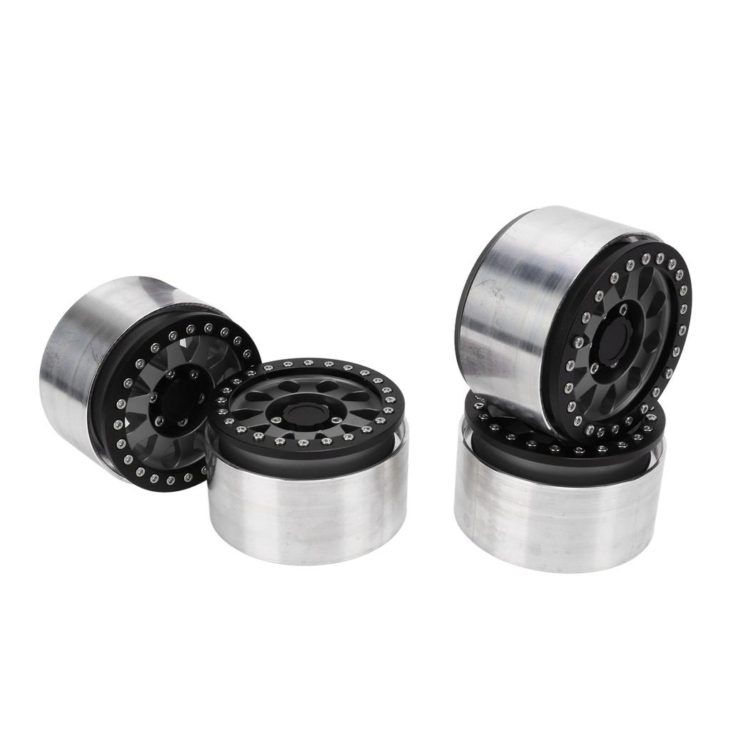 4pcs RC Car Wheel Professional Aluminium Alloy Replacement RC Wheel Rims for SCX6 1 6 RC Cars 2.9inch Titanium