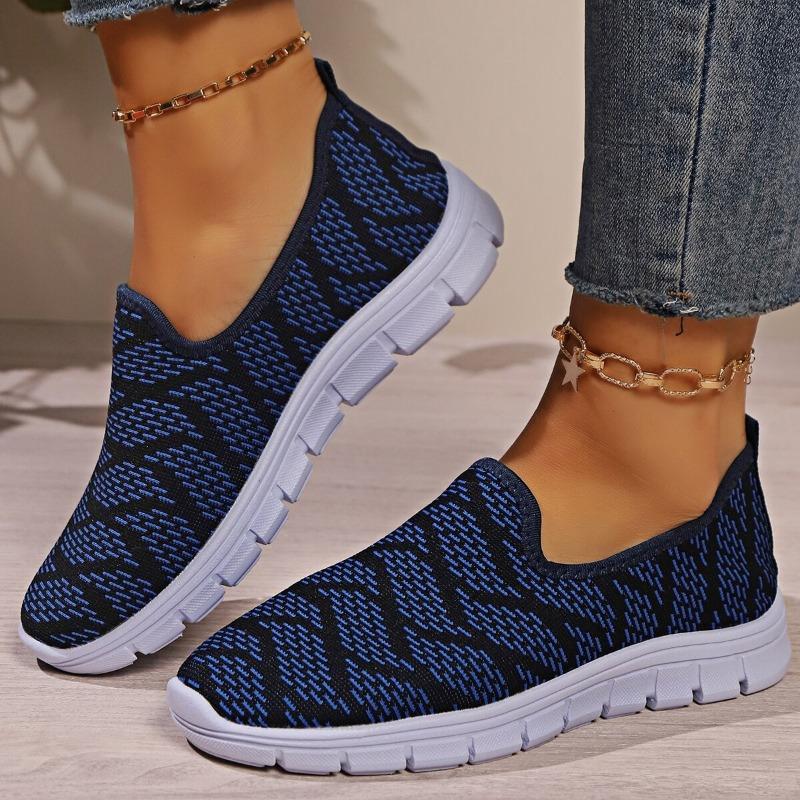 Fashion Summer Flat Soles, Breathable Soft Soles, Non-slip Athuse, Athleisure, Comfortable Mesh Shoes, Women's Slip-on Running Flats
