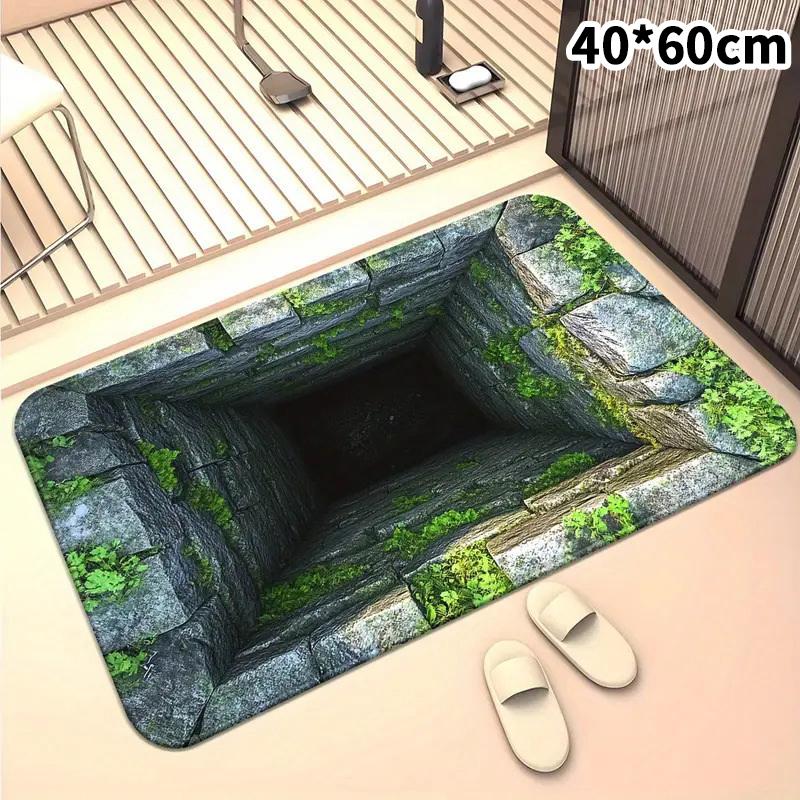 3D Визуальный Полиэстеровый Тканевый Коврик для Пола для Домашней Ванной Комнаты, Впитывающий и Нескользящий Коврик для Ног, Легкий в Уходе
