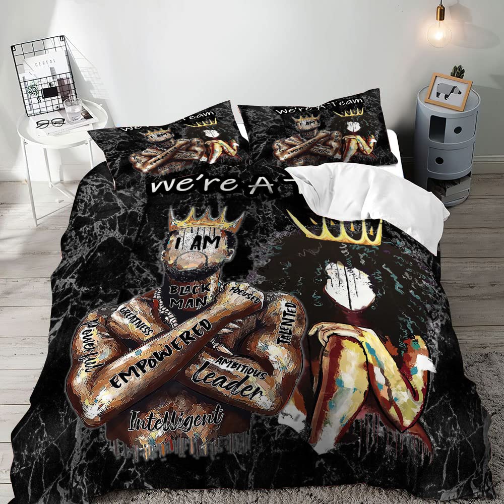 Афроамериканский Черный Комплект Пододеяльника King Queen Full SizeЧерный Комплект Постельного Белья для ПарыПодарок на День Рождения Рождество Комплект Пододеяльника