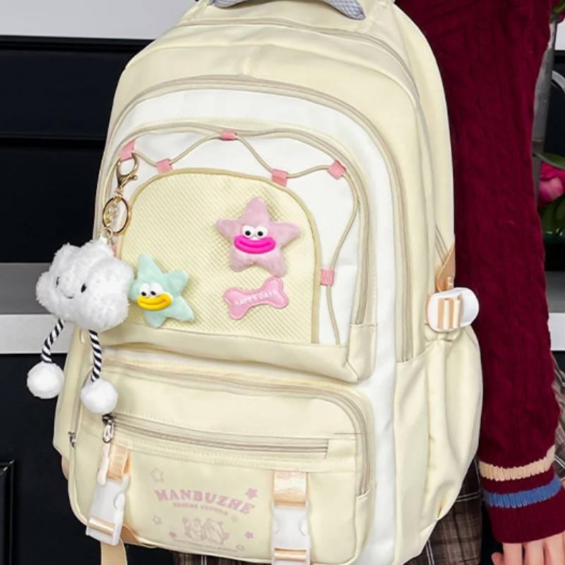 Bag Shoulder Large Capacity Solid Color Backpack Unisex School Student Travel