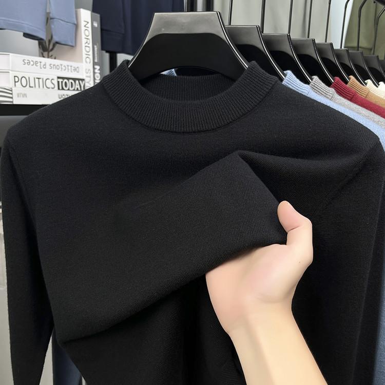 Весенне-осенняя футболка с длинным рукавом, вязаная базовая футболка, мужской свитер с длинным рукавом и круглым вырезом