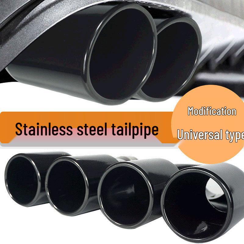 Dual Outlet Stainless Steel Exhaust Pipe - Available In Bright Black and Silver, Compatible with Various Car Models