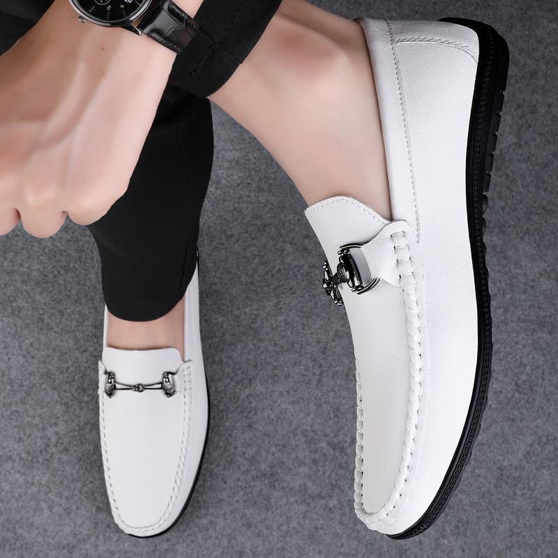Genuine Leather Men Casual Shoes All-match Male Business Shoes Hollow Out Mens Loafers Luxury Brand Mens Slip On Walking Shoes