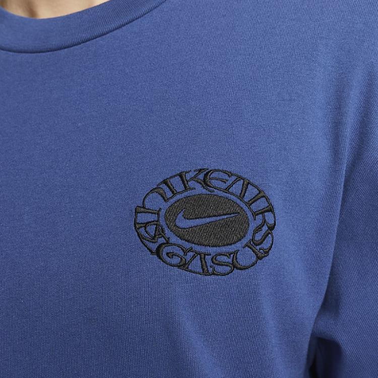 Nike Футболка унисекс с круглым вырезом и коротким рукавом, повседневная, с логотипом, синяя FZ7621-486