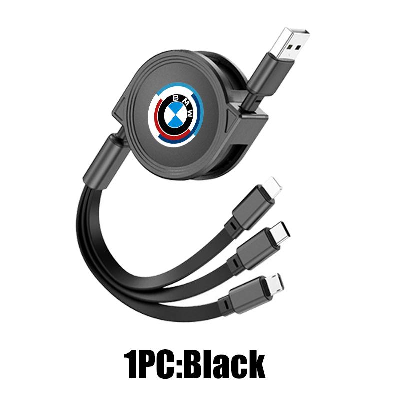 3 In 1 Car USB Super Fast Charging Retractable Data Cabl For BMW X3 X5 M5 M3 E46 E90 E60 F10 E39 F30 E36 G30 E87 E70
