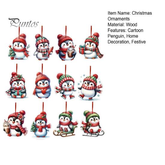 12/24/36 шт. Рождественские украшения деревянные мультяшные пингвины украшения для рождественской елки подвесные бирки для праздничного домашнего декора