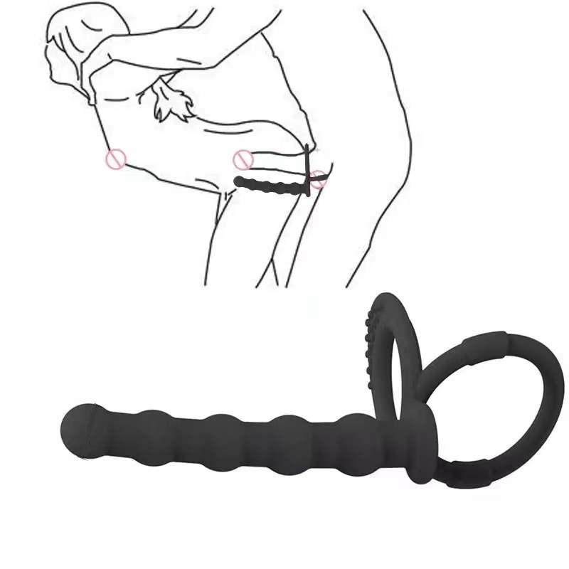 Силиконовый вибратор с двойным проникновением и текстурированной поверхностью