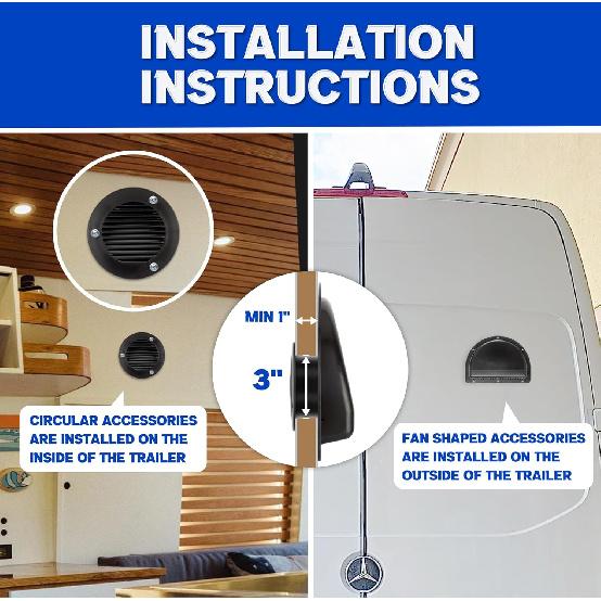 Lonffery RV Vent Covers For Trailer - Side Air Vents For ATV, Cycle, Truck, Cargo, Work Trailers