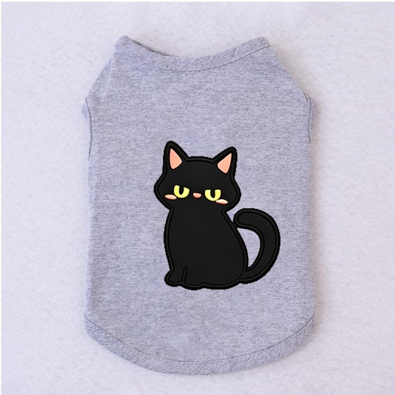 Halloween Pet Vest Cute Black Cat Cartoon Print Sleeveless Shirt Soft Breathable Costume For Kitten Puppy Party Daily Outfit