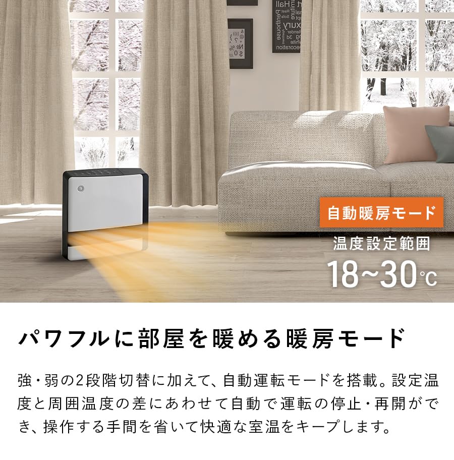 Temperature Sensor Humidifying Function Large Air Volume 1200W Heating Wide Ceramic Heater Moist Air Heat Three-up Human/Room CH-S2273WH