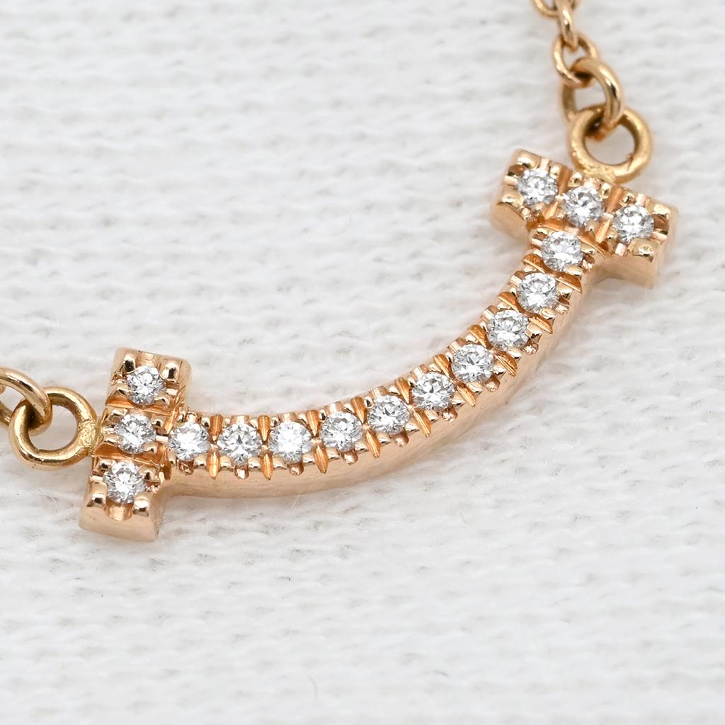 Tiffany & Co - T T Smile Mini DiamondNecklace 18K Pink Gold/diamond Array