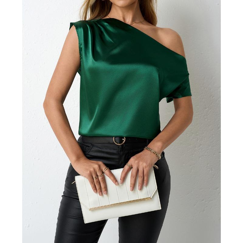 Женская летняя мода, новый нерегулярный косой подол, однолинейный воротник, без рукавов