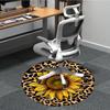 1pc Sunflower Print Chair Carpet for Office, Round Non-Slip Durable Large Size Office Carpet, Suitable for Office, Beautiful Decoration