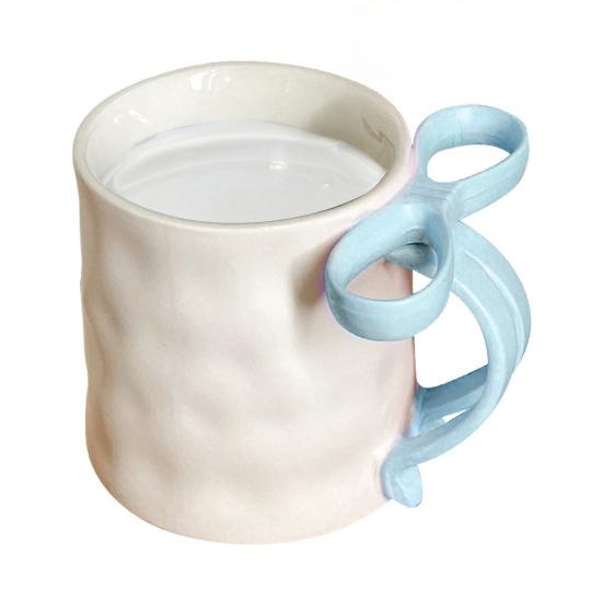 Керамическая кофейная кружка, элегантная чайная чашка для женщин, праздничная кружка с бантом и ручкой из ленты, кружка для горячих и холодных напитков, подарки на день рождения Святого Валентина