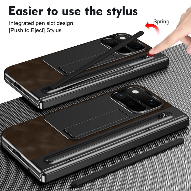 Премиальный чехол с полным покрытием для Google Pixel 11 Pro Fold С отделкой под кожу Встроенный слот для стилуса Защита шарнира Ударопрочный