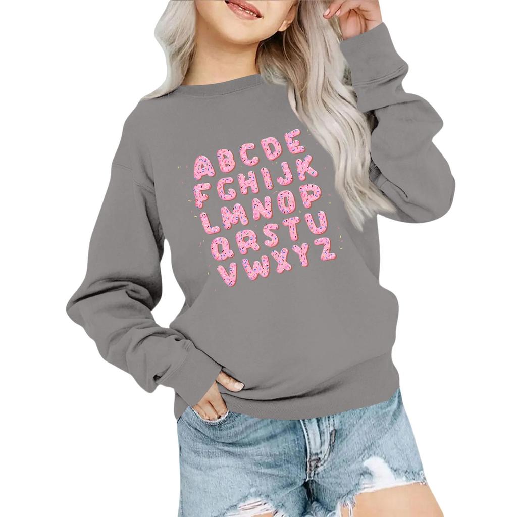 Kids' Fashion Loose-Fit Casual Long-Sleeve Christmas Print Oversized Crewneck Sweatshirt