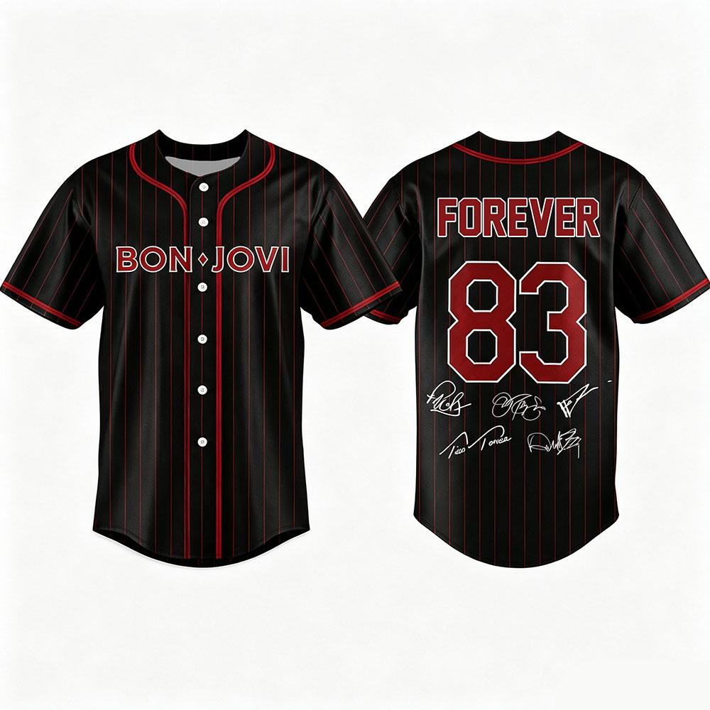 Bon Jovi Forever Tour 2026 Бейсбольная майка на пуговицах с коротким рукавом Унисекс Футболка Летняя Повседневная Мужские Женские Топы Рубашка с принтом