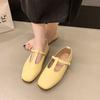 2025 Осень Новые Модные Туфли-балетки с Т-образной Пряжкой и Круглым Носком, Мелким Вырезом, Плоской Подошвой, Ретро Повседневные Туфли Мэри Джейн Женские
