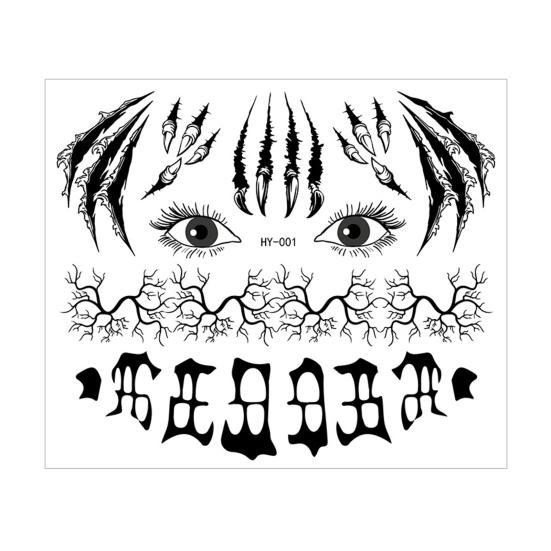 Наклейка на лицо с татуировками на Хэллоуин, светящаяся в темноте 3D-набор для макияжа ведьмы-зомби, водонепроницаемые съемные временные наклейки для татуировки ко Дню мертвых