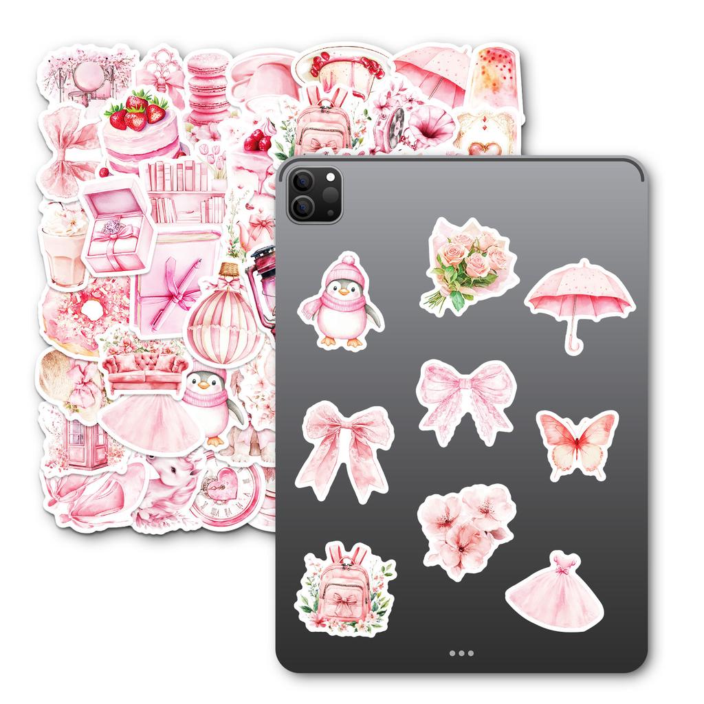 50 шт. Розовые эстетичные наклейки World, Высокоценные девчачьи наклейки для ведения дневника/украшения телефона и планшета