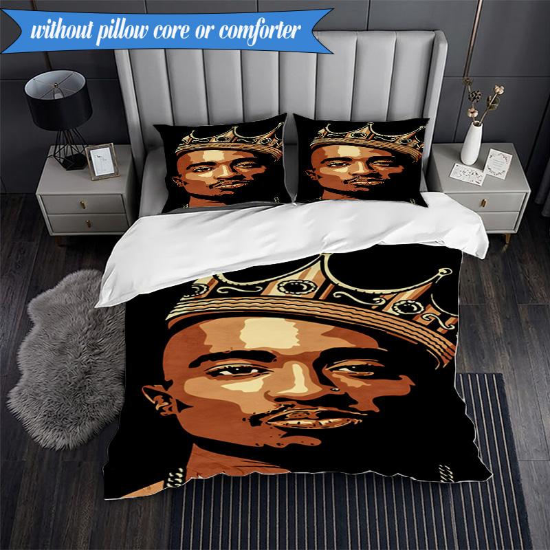 Rap Legend In Blue 3pcs K-pop music group Bedding set,Ideal for Bedroom, Dormitory,Including Duvet Cover And 2pcs Pillowcases,Fan gifts
