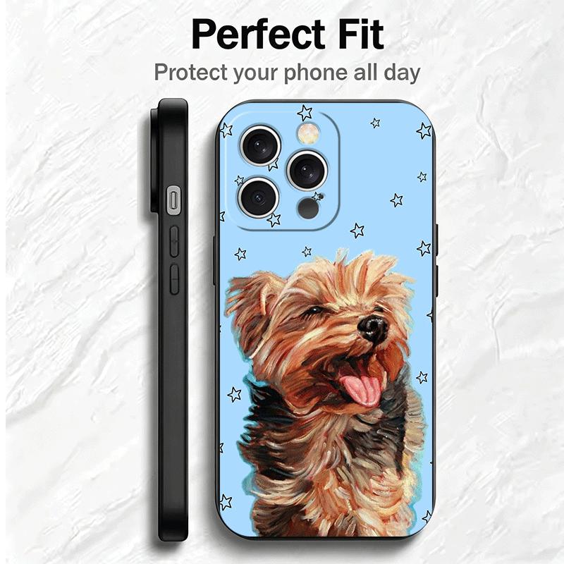 Йоркширский Терьер Собака Мягкий Чехол для Телефона для iPhone 16 16E 17 Air 15 Pro Max 14 Plus 13 Mini 11 12 7 Черная Крышка Задняя Панель