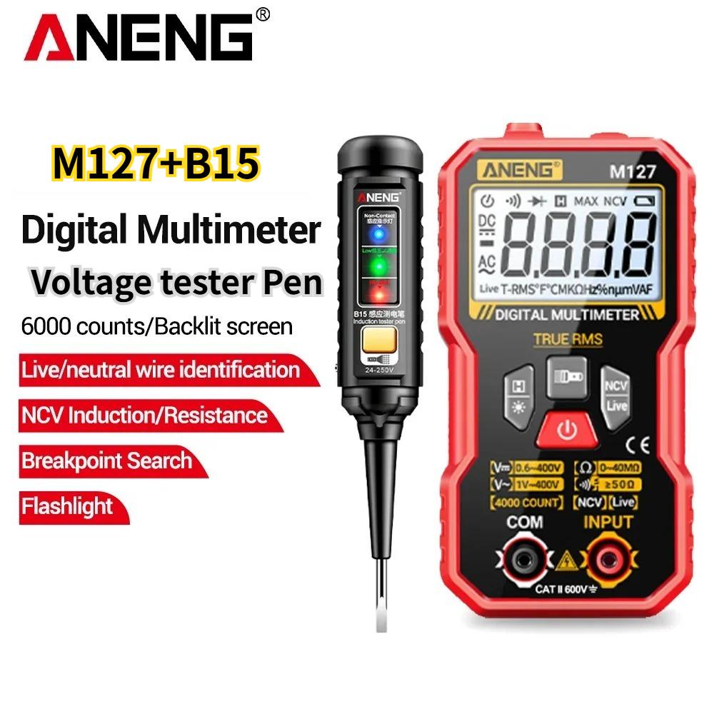 ANENG M127 Digital Multimeter 4000 Counts True RMS Auto Range NCV Voltage Tester Free Gift B15 Voltage Test Pen Electrician Tools with Digital Display
