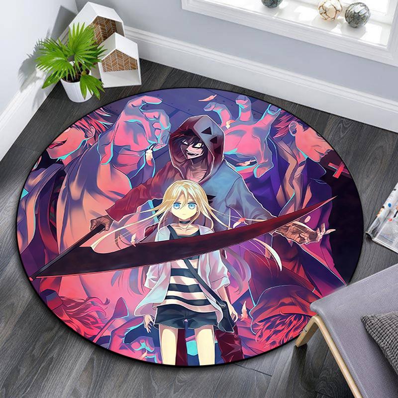 Angels of Death Round Area Rug,Carpet Rug for Living Room Bedroom Sofa Playroom Decor,Non-slip Floor Mat