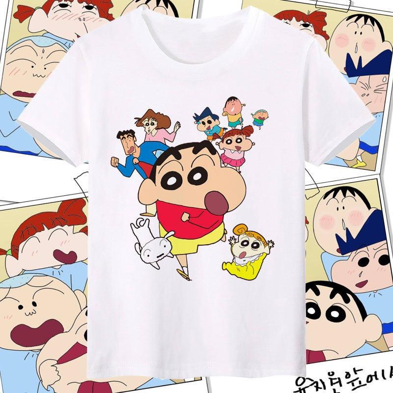 Crayon Shin Chan All Characters Print T Shirt Unisex Women Cute Cartoon Casual Short Sleeve Anime Tee Top