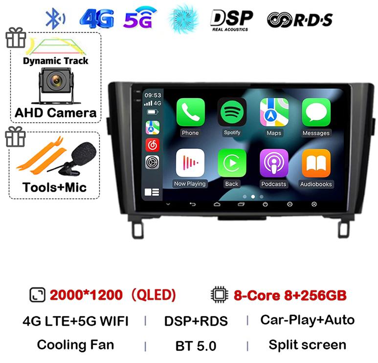 Android 14 Carplay Auto Для Nissan X-Trail xtrail X - Trail 3 T32 Qashqai J11 2013-2022 Автомагнитола Мультимедийный плеер GPS Стерео