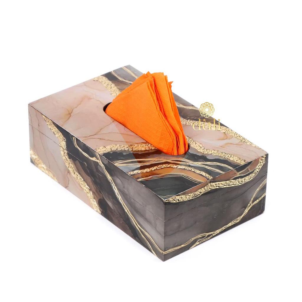 Салфетница из МДФ, Tissue Box for Table in MDF (23 x 14 x 8 cm, Silver Marble), Duli
