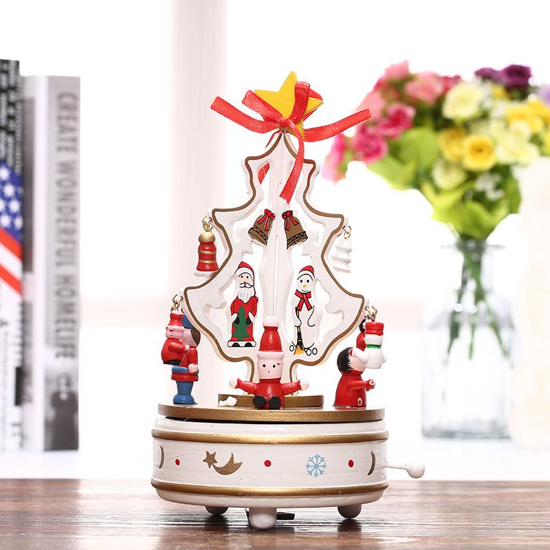 Креативная рождественская музыкальная шкатулка, деревянная музыкальная шкатулка, подарок, украшение для рождественской елки, кукла-снеговик, реквизит для окна